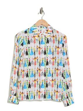 Alice + Olivia Willa Club Stace Silk Blouse Large NWT $395